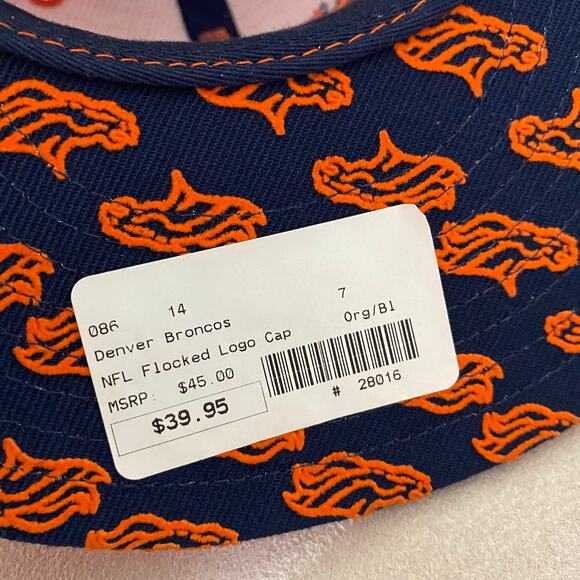 NFL Reebok Denver Broncos Flocked Logo Hat Fitted Size 7 New with Tags - Picture 7 of 9